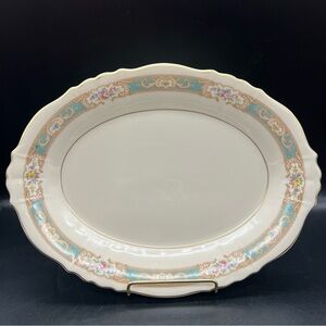 Vtg Federal Shape Syracuse China Raleigh Pink 12" x 9" Oval Serving Platter USA